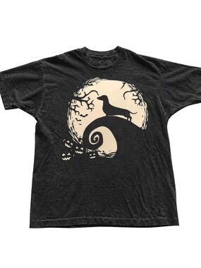 Black T-Shirt with Cream Moon Dachshund Graphic